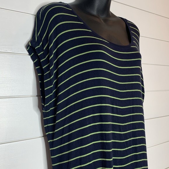Cabi Medium Tunic Top Island Stripe Ibiza Tee Jersey Knit Hi-Low Blue Green 5333 - Picture 2 of 10